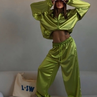 “ LUXE SATIN “ green – Дамски сатенен спортен комплект 2 части