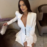 Luxe Enigma  White - издължено сако с къса пола