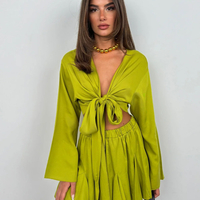 FASHION BLOOM Комплект от пола и риза с панделка green