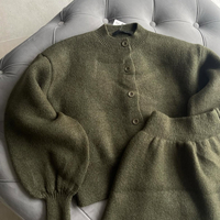 Winter Muse green – плетен комплект жилетка и пола