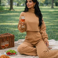 Cozy Elegance Set Beige - плетен комплект с пуловер и панталон