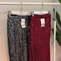 “Glam Shine Maxi Skirt”  black– Елегантна пайетена пола