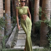 “Sculpt Glam Dress” Green - Дълга рокля