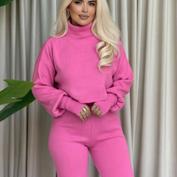Cozy Elegance Set Pink - плетен комплект с пуловер и панталон