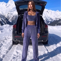 “ Rose Set “ purple - спортен екип от велур – 3 части