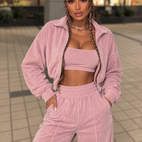 “ Rose Set “ pink - спортен екип от велур – 3 части