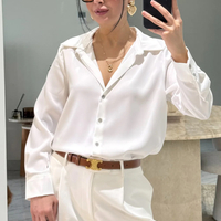 Midnight Satin Shirt White - сатенена риза