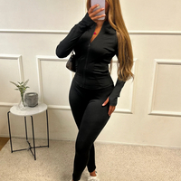 Спортен сет „ActiveFit“ Black – комплект от клин и блуза с цип