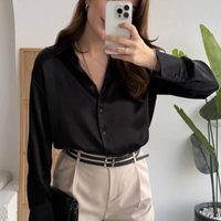 Midnight Satin Shirt Black - сатенена риза