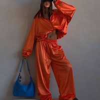 “ LUXE SATIN “ orange – Дамски сатенен спортен комплект 2 части