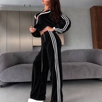 “ Velour contrast Set “ black – спортен екип от мек велур