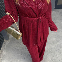“Shine Party Suit” red – Елегантен костюм с пайети