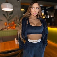 “ Rose Set “ blue - спортен екип от велур – 3 части
