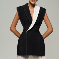 Pleated -  Elegance Dress - Черно-бяла елегантна рокля с плисирана пола