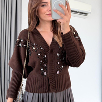 Cocoa Shine – Кафява жилетка с камъни