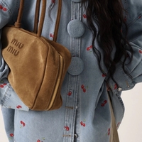 “ Cherry Denim “ blue - Дамско дънково яке с черешки