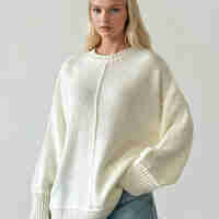 Издължен пуловер „Soft Touch“ Ecru