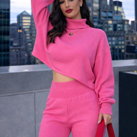 Cozy Elegance Set Pink - плетен комплект с пуловер и панталон