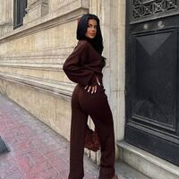 Mocha Cozy Elegance Set - плетен комплект с пуловер и панталон