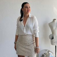 Къса блестяща пола Glam Beige