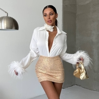 “Satin Shine” white – риза с пера и блестяща мини пола