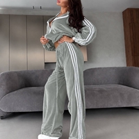 “ Velour contrast Set “ green – спортен екип от мек велур