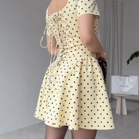 “Polka Grace” yellow - Рокля с връзки на гърба