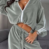 “ Velour contrast Set “ green – спортен екип от мек велур