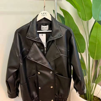 “URBAN EDGE “black – широко издължено кожено яке