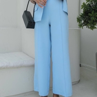 Back Charm Blue -  Костюм от елек с гол гръб и широк панталон