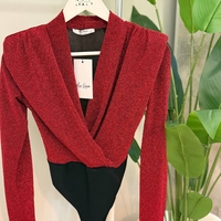 “Shine Motion Bodysuit” red  – Блестящо парти боди