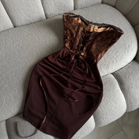 “ Lace Corset Mini Dress “ brown
