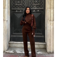 Mocha Cozy Elegance Set - плетен комплект с пуловер и панталон