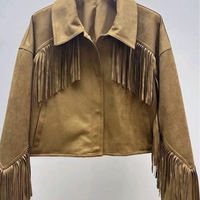 “ Western Chic” camel - Велурено яке с ресни