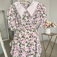 Рокля с яка и къс ръкав “Sun & Blossom” pink