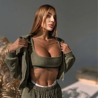 “ Rose Set “ green - спортен екип от велур – 3 части