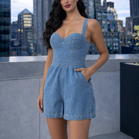 Къс дънков гащеризон тип бюстие