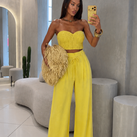 “ Limoncello” yellow – Комплект с плетен бюстие и широк панталон