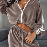 “ Velour contrast Set “ brown -  спортен екип от мек велур