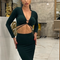 Ефектен комплект блуза и пола green