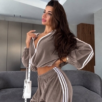 “ Velour contrast Set “ brown -  спортен екип от мек велур