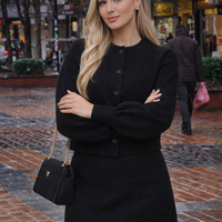 Winter Muse black – плетен комплект жилетка и пола