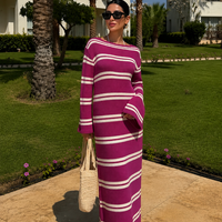 Oceana Backless Purple – дълга плажна рокля с дълъг ръкав и отворен гръб