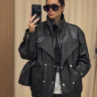 “URBAN EDGE “black – широко издължено кожено яке