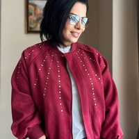 Bomber Chic Bordo– яке/бомбър от набук с кабзи