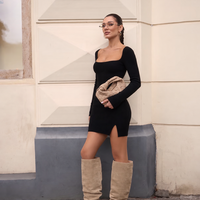 “ Elegance Line “ Black - Прилепнала рокля с дълъг ръкав