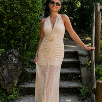 „Lace Muse“ ekru - Рокля