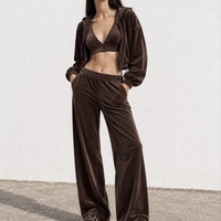 “ Velvet Glow Set “ brown - Велурен спортен екип 3 части