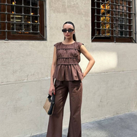 Boho Elegance Mokka-  Ленен дамски комплект