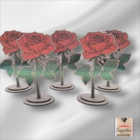 Дървена декоративна роза – сувенир за 8 март (13 см) 1бр.